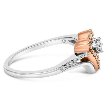10K Rose Gold over .925 Sterling Silver â…• Cttw Diamond Split Shank Open Heart Cocktail Ring (I-J Color, I2-I3 Clarity)  DestGlow