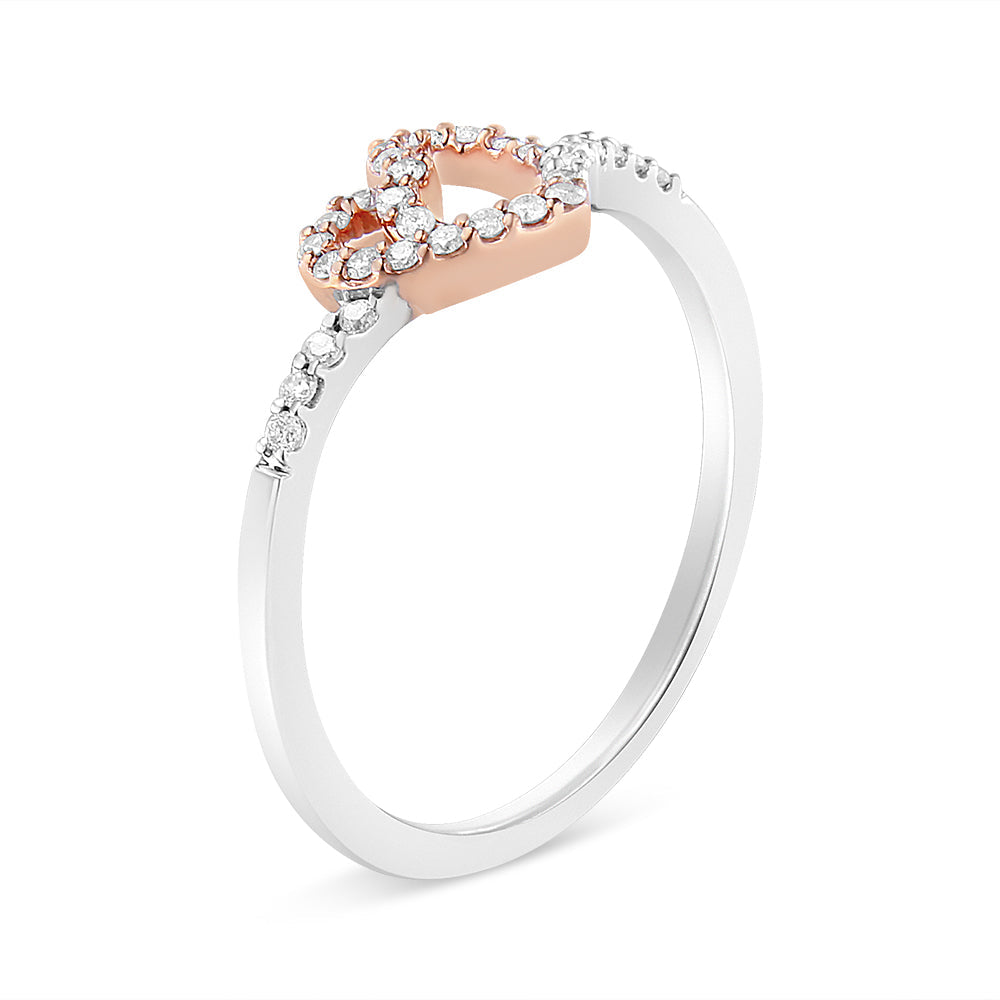 14K Rose Gold Plated and White .925 Sterling Silver 1/5 Cttw Round-Cut Diamond Open Heart Promise Ring (I-J Color, I2-I3 Clarity) - Ring Size 7 by Bids.com