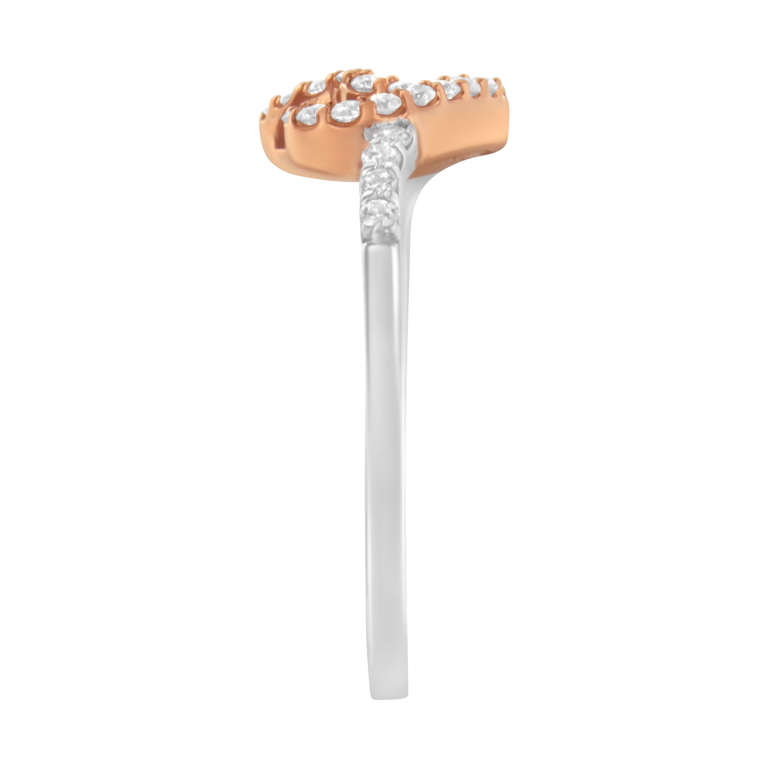 10K Two Toned Gold Diamond Heart Cocktail Ring (1/5 Cttw, H-I Color, I1-I2 Clarity) - Size 6-1/2 by Bids.com