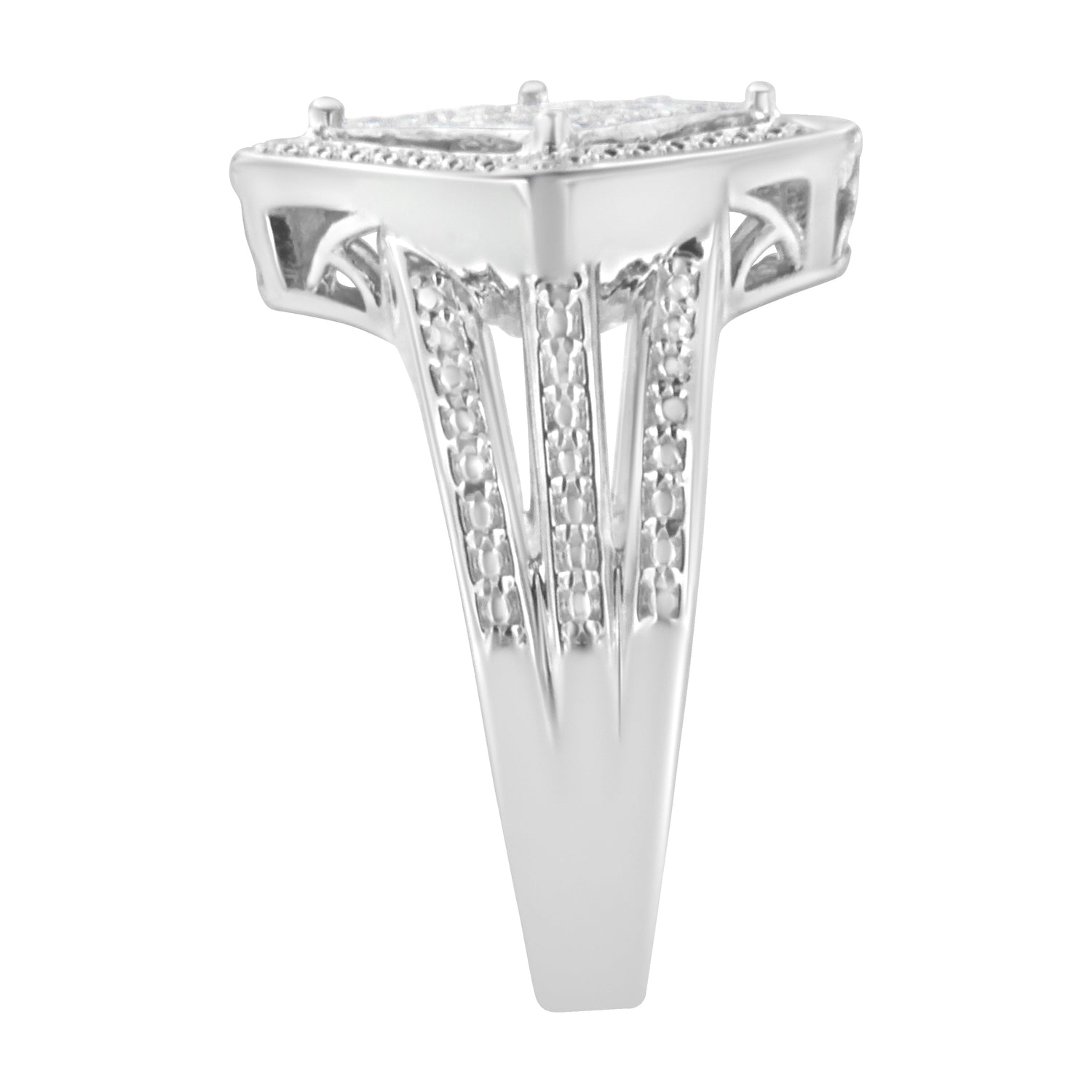 .925 Sterling Silver 2/5 Cttw Princess Cut Diamond Square On Point Cluster Composite Cocktail Ring (H-I Color, SI1-SI2 Clarity) - Size 6 by Bids.com