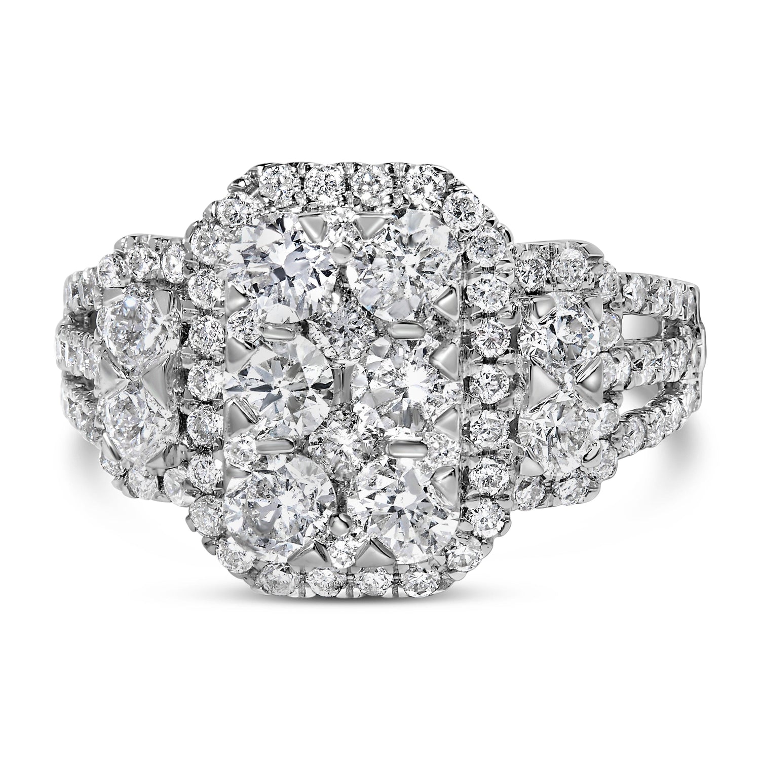 14K White Gold 2 1/4 Cttw Diamond Cocktail Cluster Ring (G-H Color, SI2-I1 Clarity) - Size 7 by Bids.com