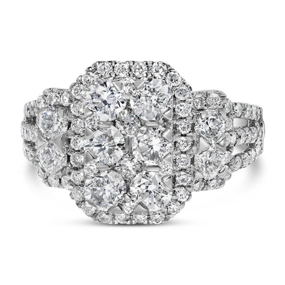 14K White Gold 2 1/4 Cttw Diamond Cocktail Cluster Ring (G-H Color, SI2-I1 Clarity) - Size 7 by Bids.com