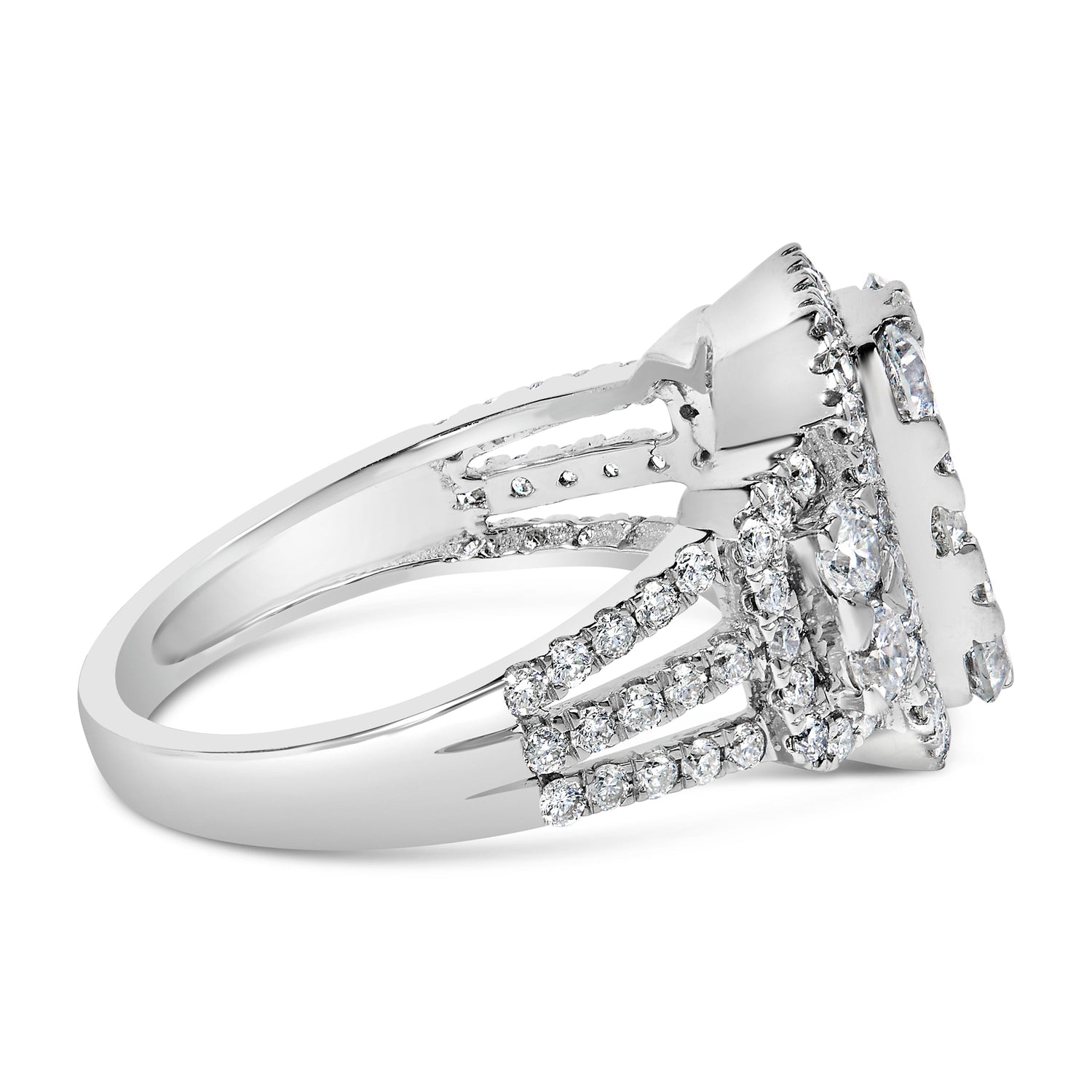 14K White Gold 2 1/4 Cttw Diamond Cocktail Cluster Ring (G-H Color, SI2-I1 Clarity) - Size 7 by Bids.com