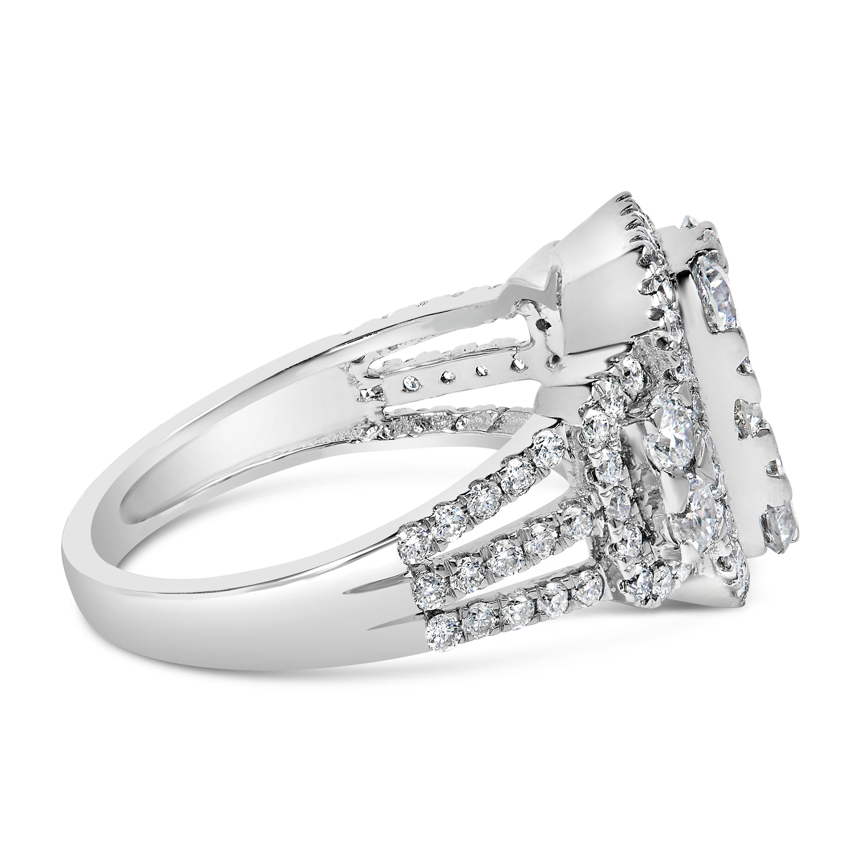 14K White Gold 2 1/4 Cttw Diamond Cocktail Cluster Ring (G-H Color, SI2-I1 Clarity) - Size 7 by Bids.com