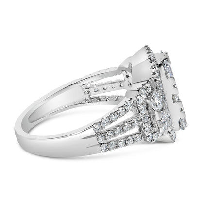 14K White Gold 2 1/4 Cttw Diamond Cocktail Cluster Ring (G-H Color, SI2-I1 Clarity) - Size 7 by Bids.com