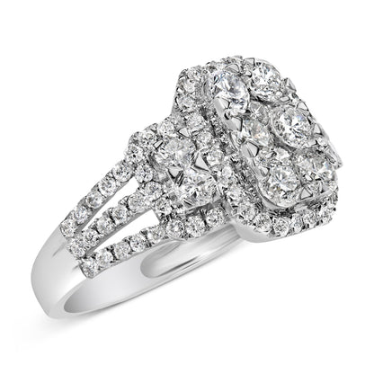 14K White Gold 2 1/4 Cttw Diamond Cocktail Cluster Ring (G-H Color, SI2-I1 Clarity) - Size 7 by Bids.com
