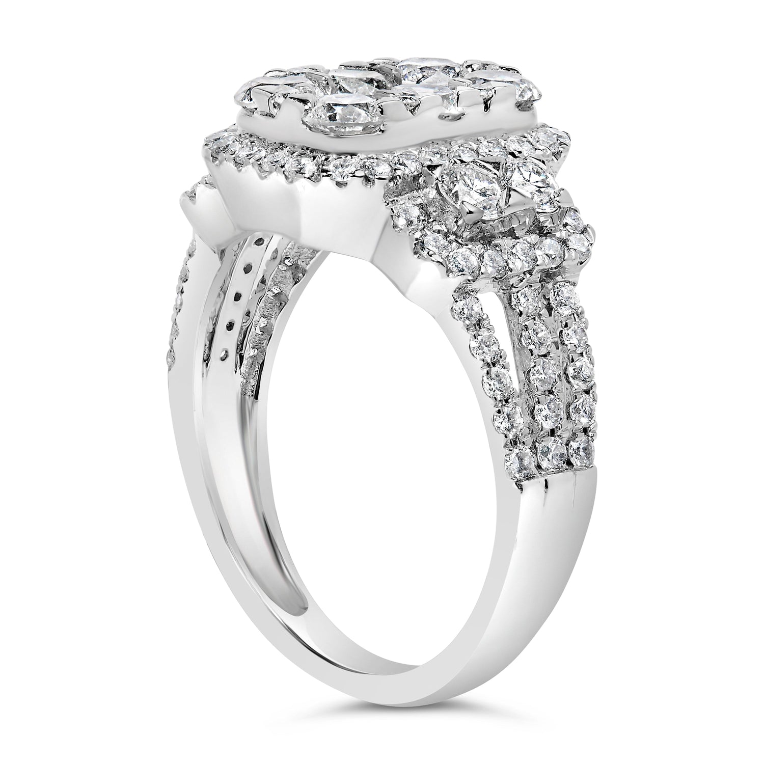 14K White Gold 2 1/4 Cttw Diamond Cocktail Cluster Ring (G-H Color, SI2-I1 Clarity) - Size 7 by Bids.com