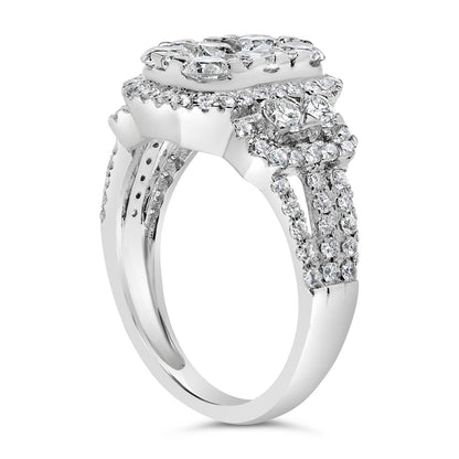 14K White Gold 2 1/4 Cttw Diamond Cocktail Cluster Ring (G-H Color, SI2-I1 Clarity) - Size 7 by Bids.com