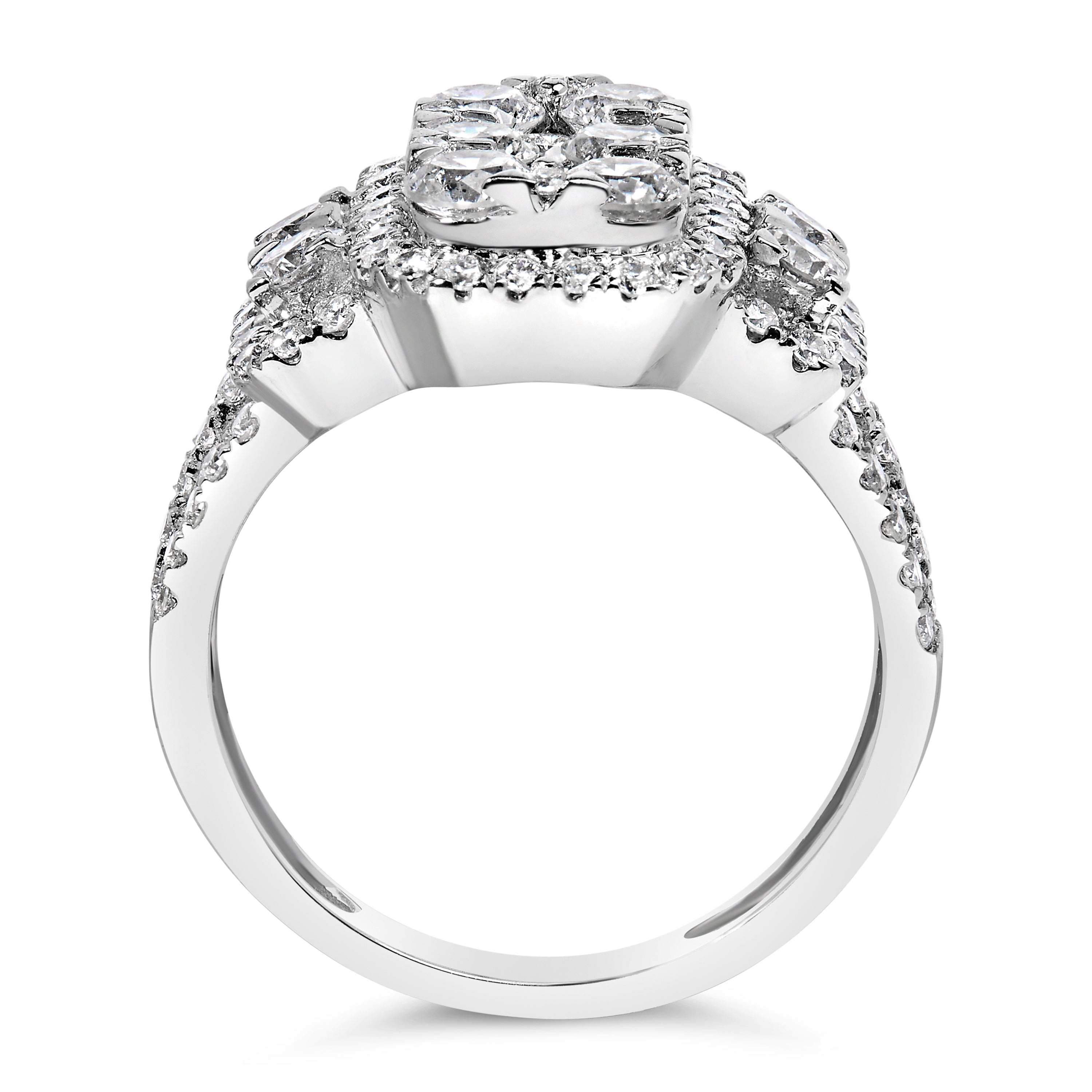 14K White Gold 2 1/4 Cttw Diamond Cocktail Cluster Ring (G-H Color, SI2-I1 Clarity) - Size 7 by Bids.com