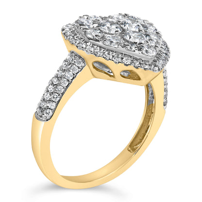 14K Yellow Gold 1 1/2 Cttw Diamond Heart Shaped Composite Ring (H-I Color, SI2-I1 Clarity) - Ring Size 7  DestGlow