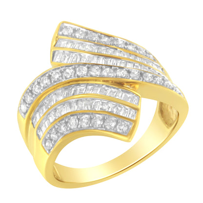 10K Yellow Gold Diamond Bypass Ring (1 1/7 Cttw, I-J Color, I1-I2 Clarity) - Size 5 by Bids.com