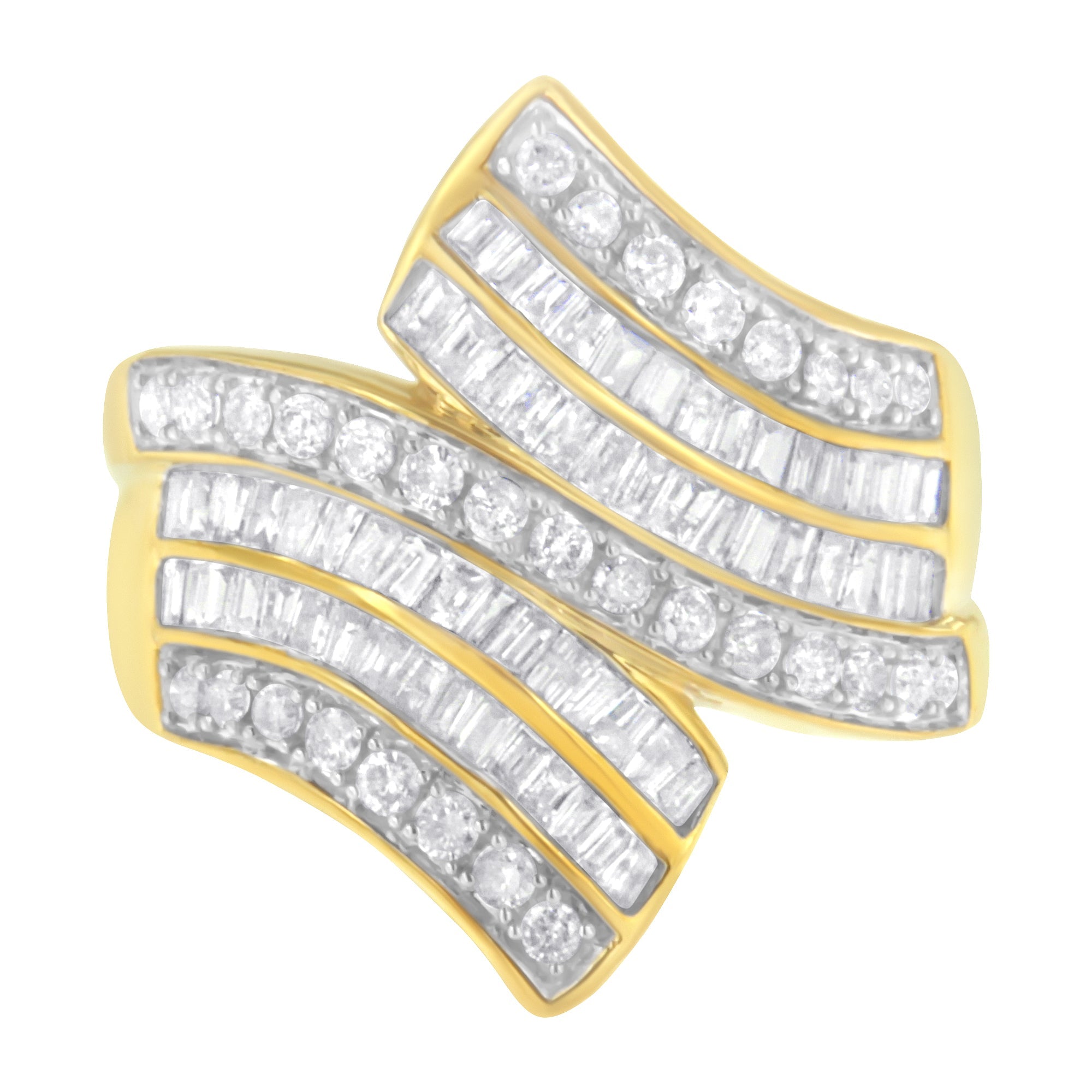 10K Yellow Gold Diamond Bypass Ring (1 1/7 Cttw, I-J Color, I1-I2 Clarity) - Size 5 by Bids.com