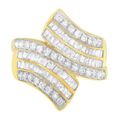 10K Yellow Gold Diamond Bypass Ring (1 1/7 Cttw, I-J Color, I1-I2 Clarity) - Size 5 by Bids.com