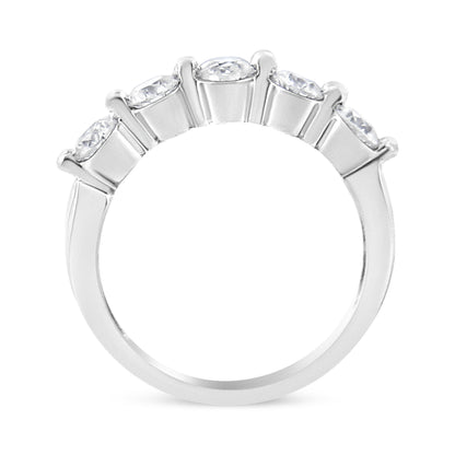 14K White Gold 1.00 Cttw Brilliant Round Cut Diamond 5-Stone Band Ring (H-I Color, SI2-I1 Clarity) - Ring Size 7 by Bids.com
