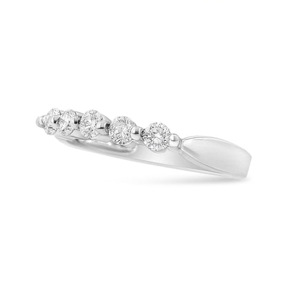 14K White Gold 1/2 Cttw Round-Cut 5-Stone Diamond Ring (H-I Color, SI1-SI2 Clarity) Size 7 by Bids.com