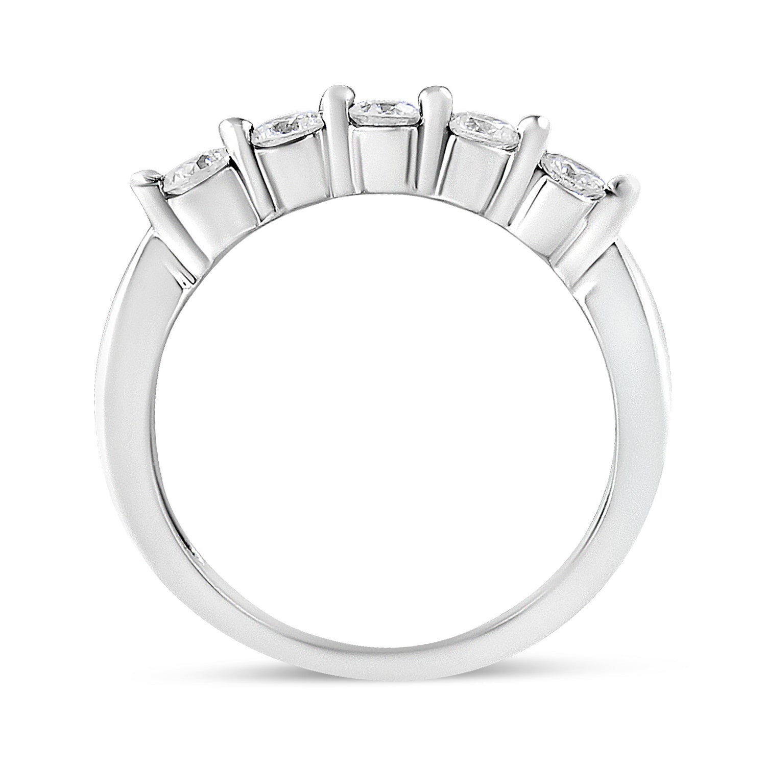 14K White Gold 1/2 Cttw Round-Cut 5-Stone Diamond Ring (H-I Color, SI1-SI2 Clarity) Size 7 by Bids.com