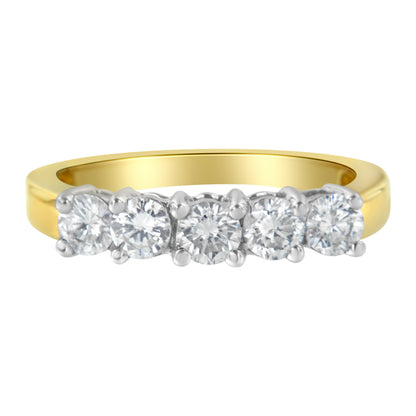 14KT Two Toned Gold 5 Stone Diamond Ring (1 cttw, H-I Color, SI1-SI2 Clarity) by Bids.com