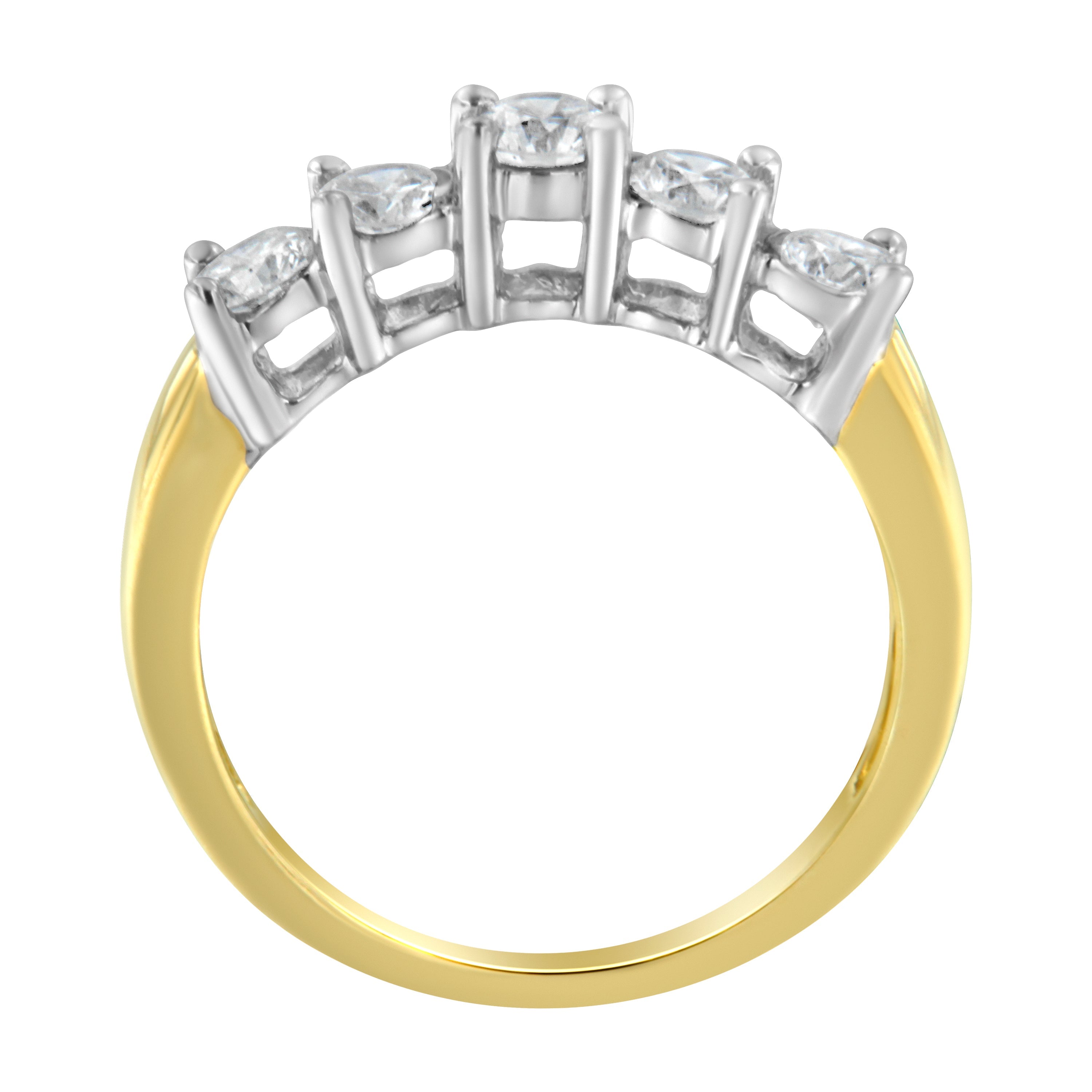 14KT Two Toned Gold 5 Stone Diamond Ring (1 cttw, H-I Color, SI1-SI2 Clarity) by Bids.com