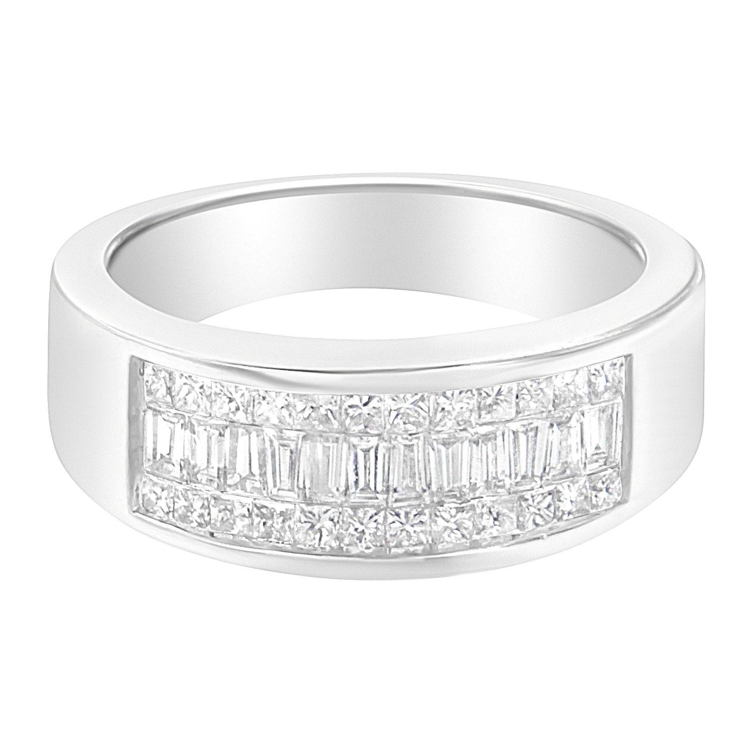 14K White Gold Princess and Baguette-cut Diamond Ring (1.0 Cttw, H-I Color, VS2-SI1 Clarity) - Size 6 by Bids.com