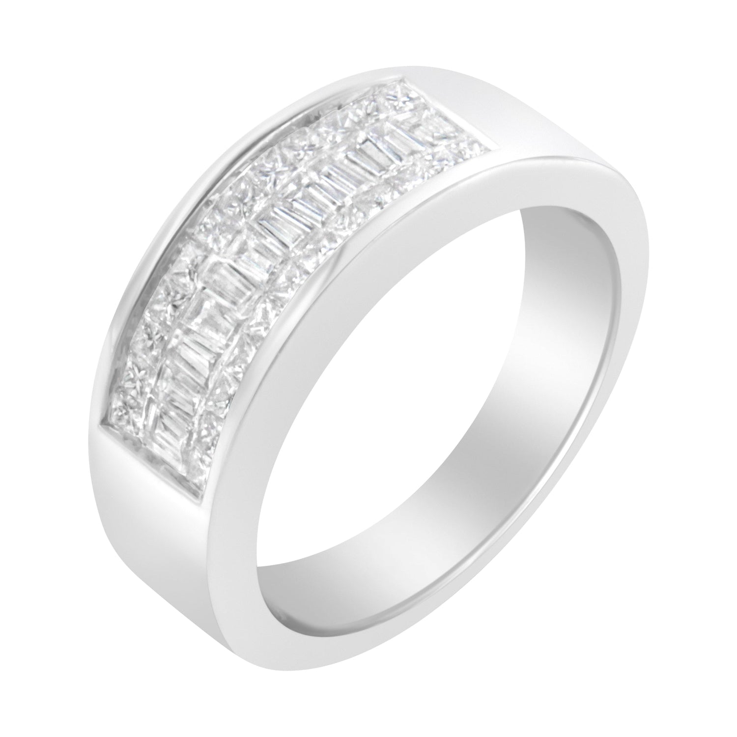 14K White Gold Princess and Baguette-cut Diamond Ring (1.0 Cttw, H-I Color, VS2-SI1 Clarity) - Size 6 by Bids.com