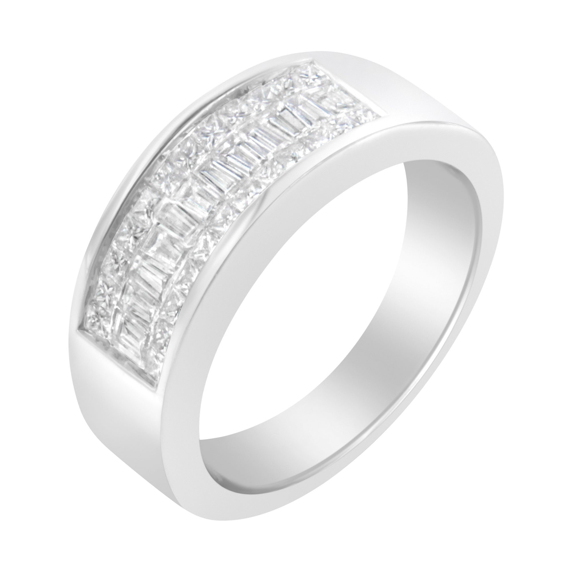 14K White Gold Princess and Baguette-cut Diamond Ring (1.0 Cttw, H-I Color, VS2-SI1 Clarity) - Size 6 by Bids.com