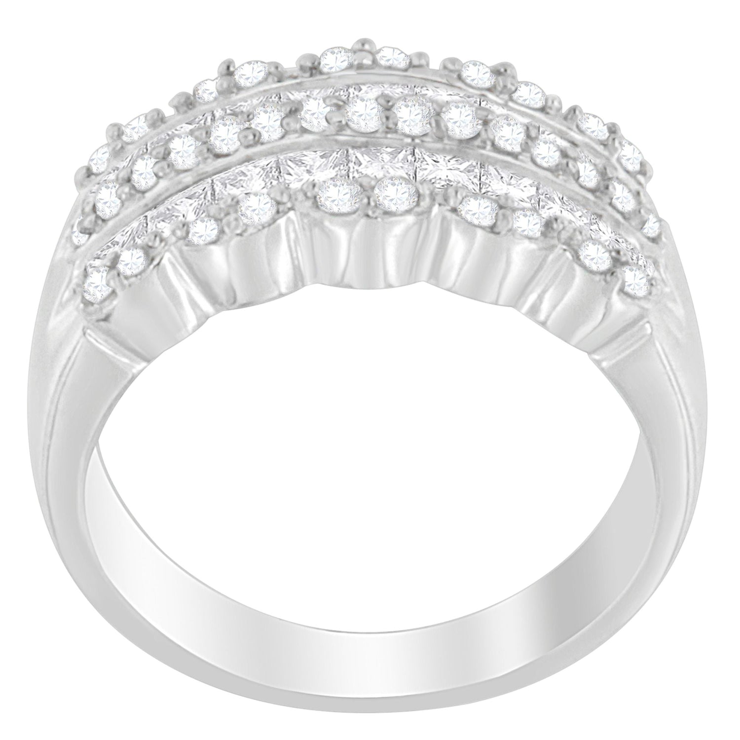 14K White Gold 1 1/7ct. TDW Round and Princess-Cut Diamond Ring(H-I, SI2-I1) by Bids.com