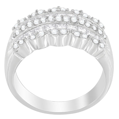 14K White Gold 1 1/7ct. TDW Round and Princess-Cut Diamond Ring(H-I, SI2-I1) by Bids.com