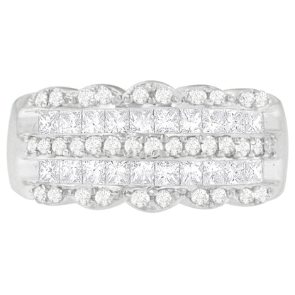 14K White Gold 1 1/7ct. TDW Round and Princess-Cut Diamond Ring(H-I, SI2-I1) by Bids.com