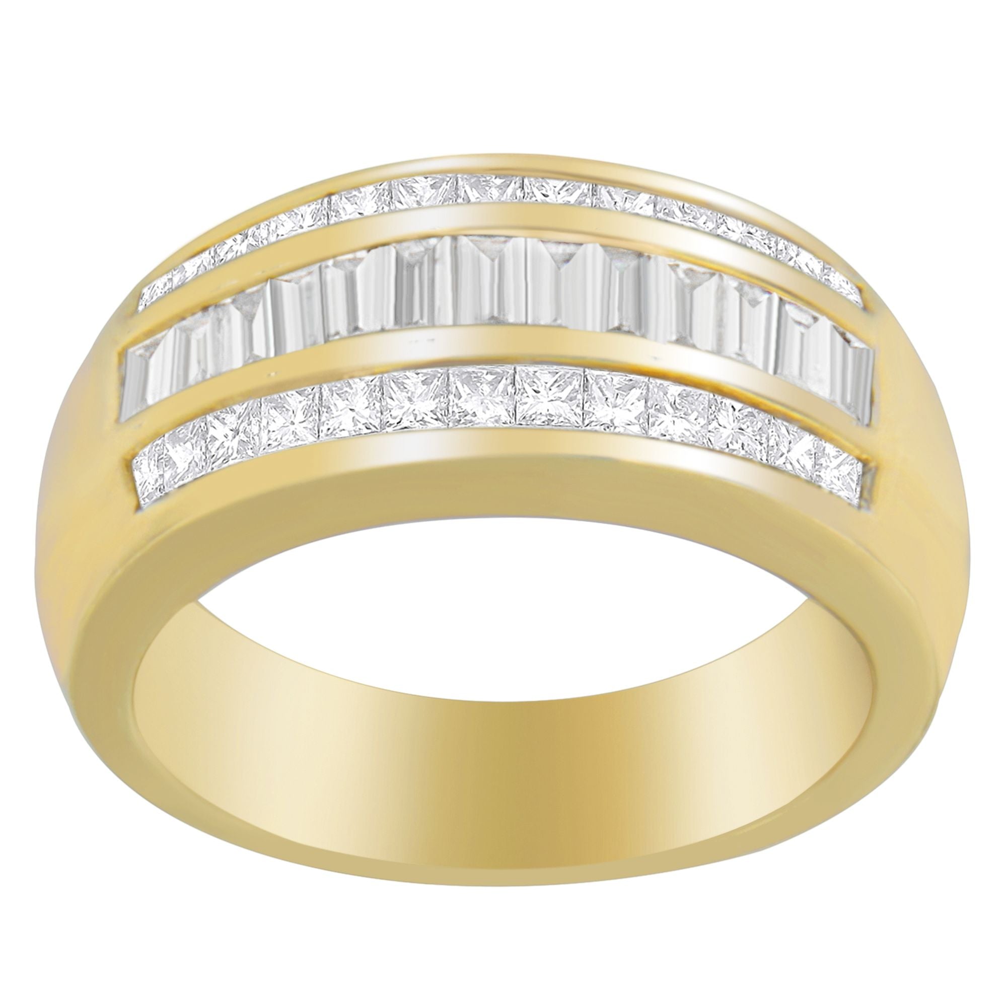 14K Yellow Gold 1ct. TDW Princess and Baguette-Cut Diamond Ring(H-I, SI1-SI2) by Bids.com