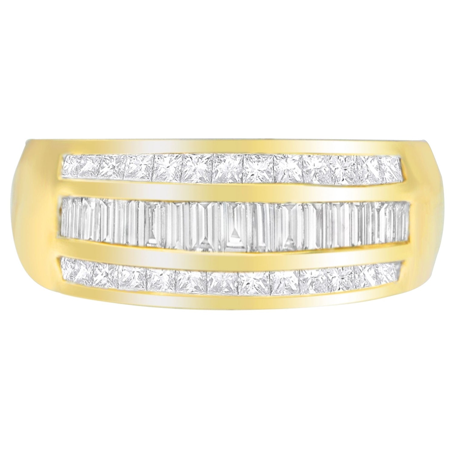 14K Yellow Gold 1ct. TDW Princess and Baguette-Cut Diamond Ring(H-I, SI1-SI2) by Bids.com