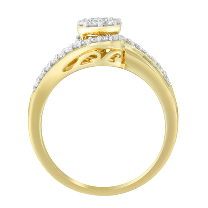 10K Yellow Gold Diamond Cluster Ring (1/2 Cttw, I-J Color, I2-I3 Clarity) - Size 6 by Bids.com