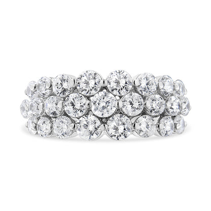 10K White Gold 2 1/2 Cttw Round Natural Diamond 3 Row Band Ring (I-J Color, I1-I2 Clarity) - Ring Size 7 by Bids.com