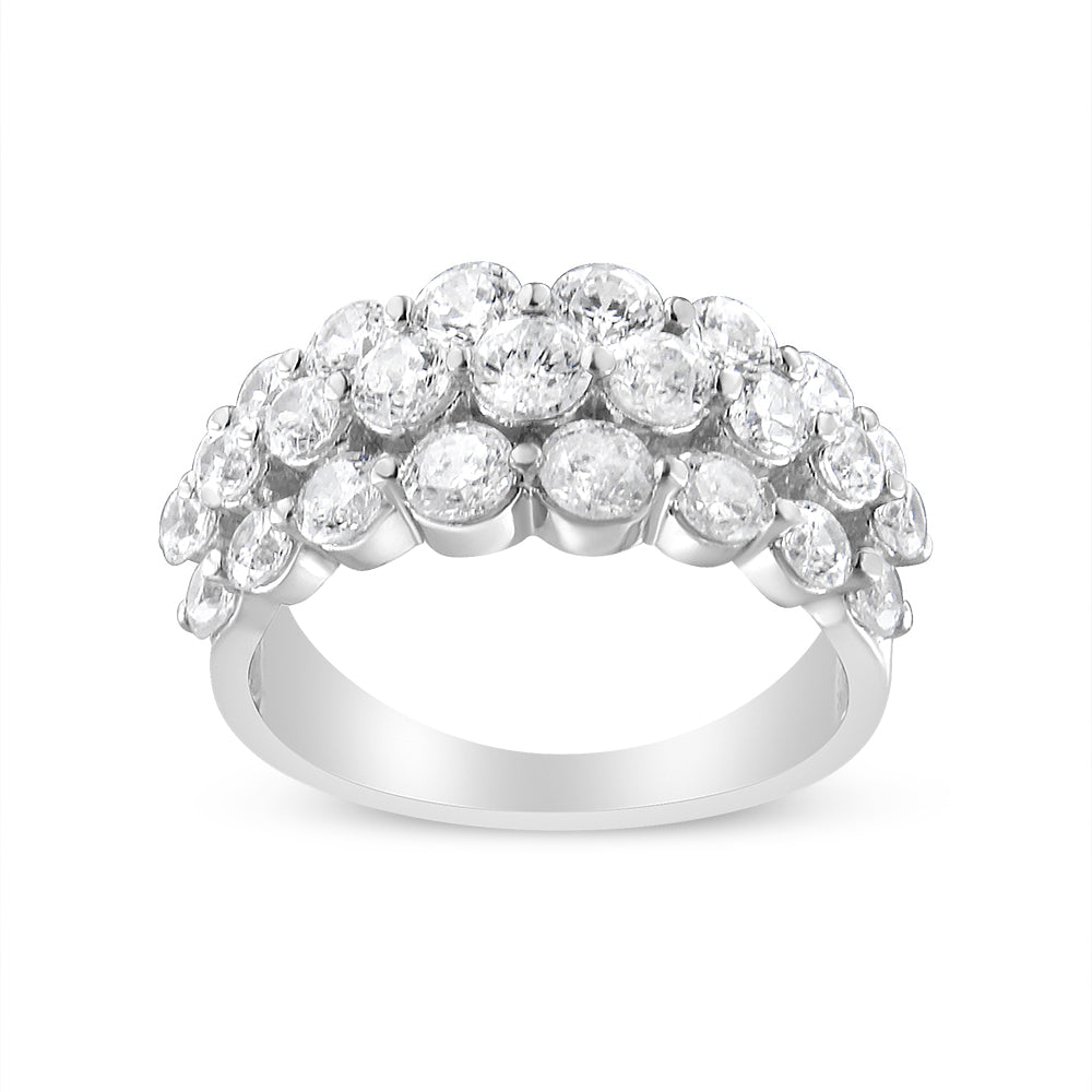 10K White Gold 2 1/2 Cttw Round Natural Diamond 3 Row Band Ring (I-J Color, I1-I2 Clarity) - Ring Size 7 by Bids.com