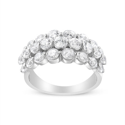 10K White Gold 2 1/2 Cttw Round Natural Diamond 3 Row Band Ring (I-J Color, I1-I2 Clarity) - Ring Size 7 by Bids.com
