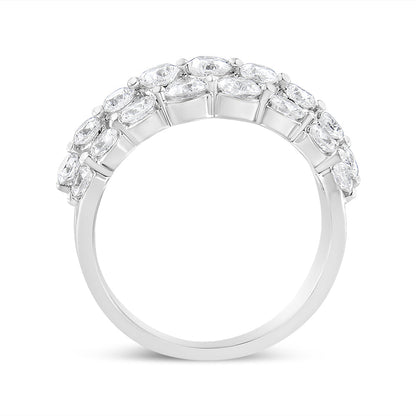 10K White Gold 2 1/2 Cttw Round Natural Diamond 3 Row Band Ring (I-J Color, I1-I2 Clarity) - Ring Size 7 by Bids.com