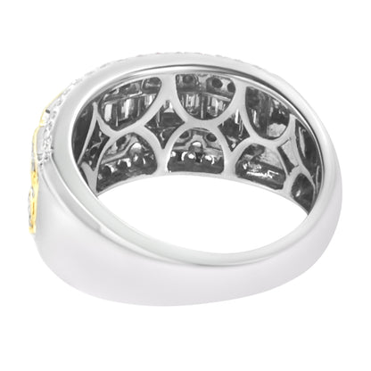 10K White and Yellow Gold 1.00 Cttw Baguette and Round cut Diamond Art Deco Multi-Row Ring Band (I-J Color, I1-I2 Clarity) - Ring Size 7 by Bids.com