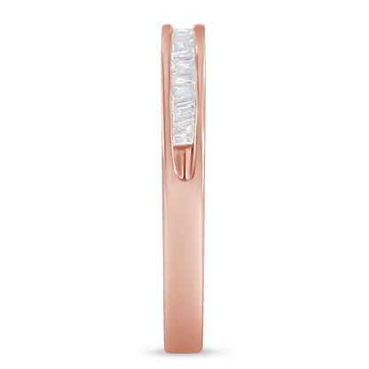 10K Rose Gold over .925 Sterling Silver 1/5 Cttw Diamond Channel-Set Stackable Band Ring (H-I Color, I1-I2 Clarity) - Size 6 3/4 by Bids.com