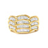 14K Yellow Gold 1-1/3 Cttw Baguette Diamond Wave Design Band Ring  DestGlow