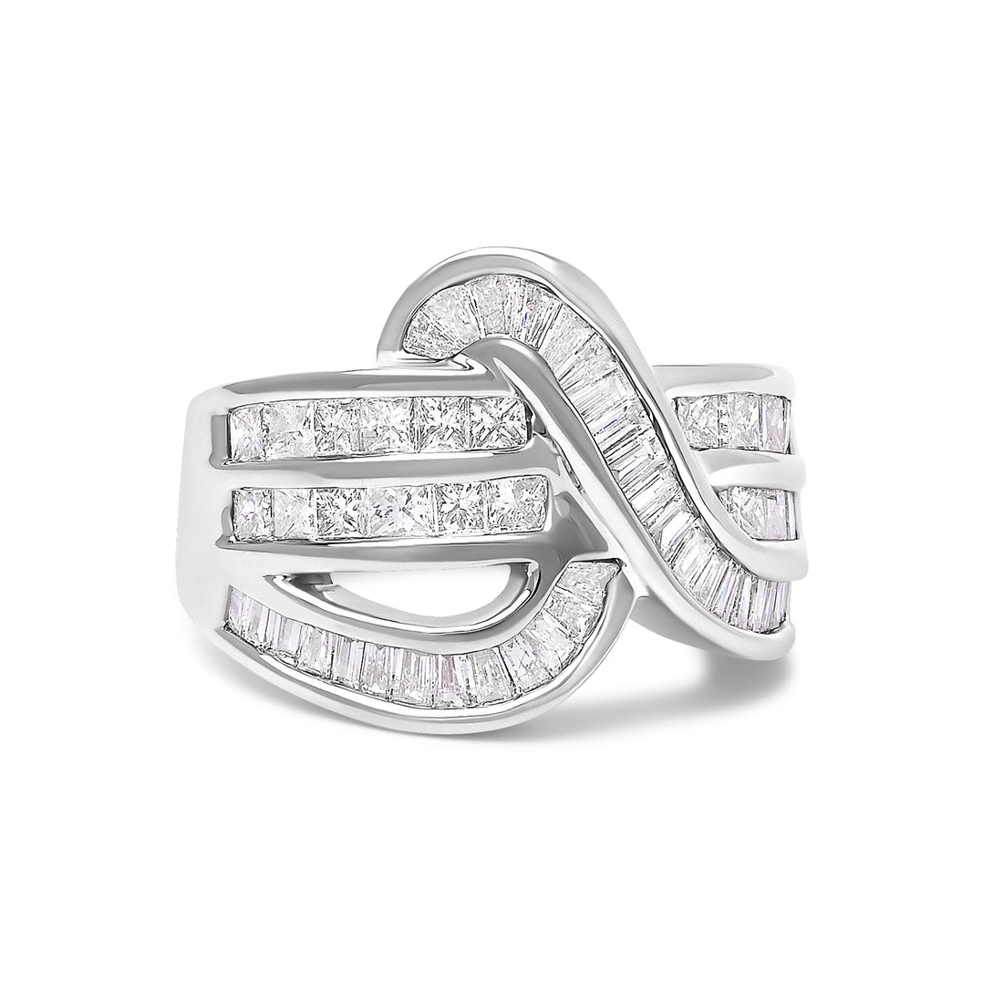 14K White Gold 2.0 Cttw Diamond Channel Set Bypass Ring  DestGlow