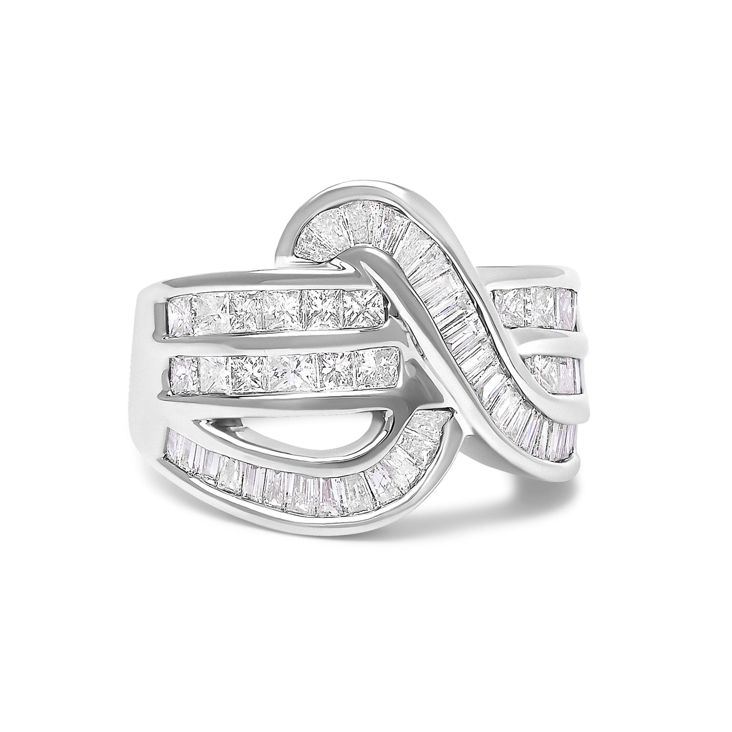14K White Gold 2.0 Cttw Diamond Channel Set Bypass Ring  DestGlow