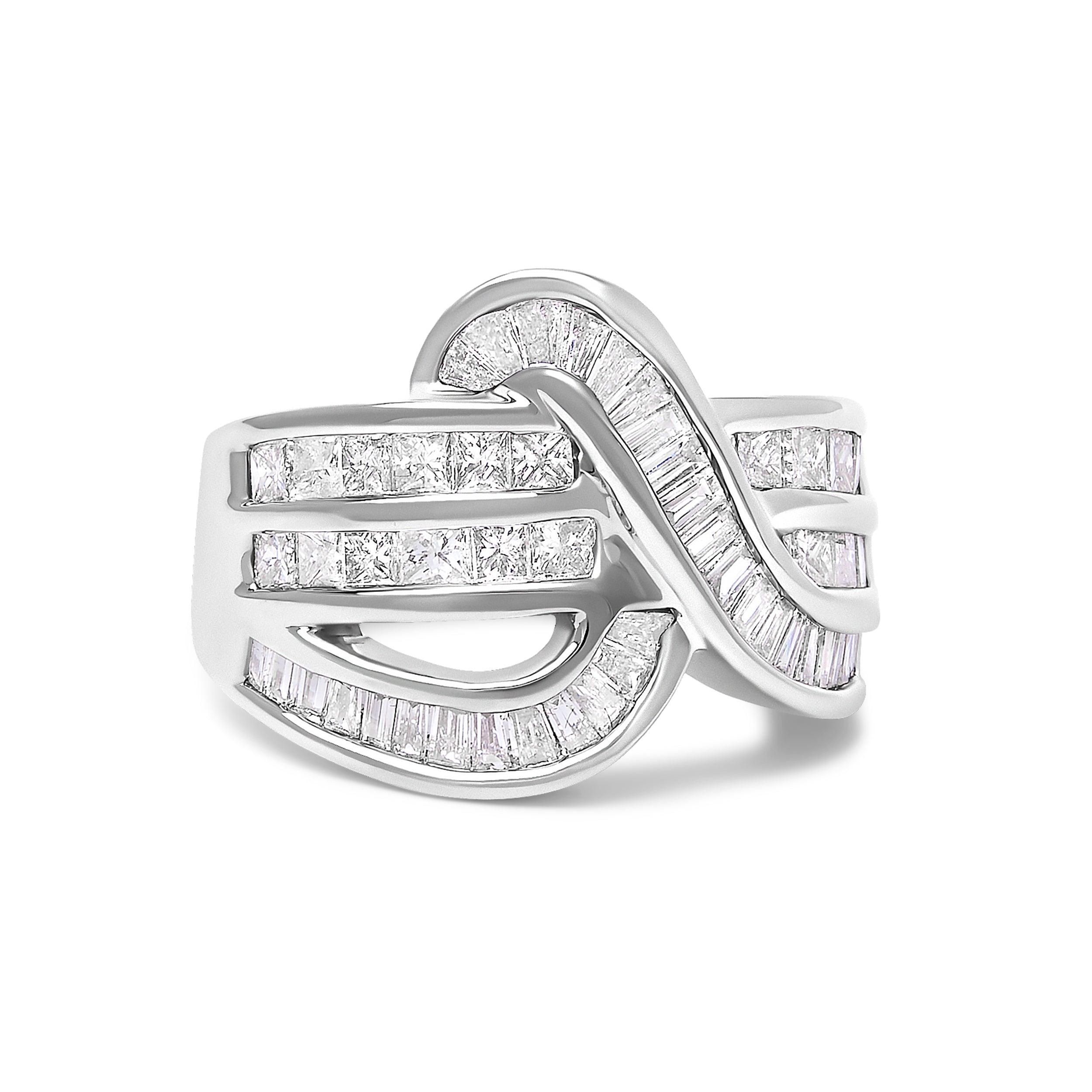 14K White Gold 2.0 Cttw Diamond Channel Set Bypass Ring  DestGlow
