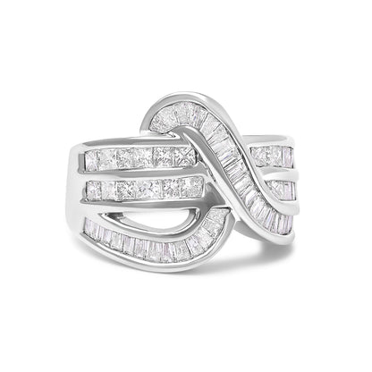 14K White Gold 2.0 Cttw Diamond Channel Set Bypass Ring  DestGlow