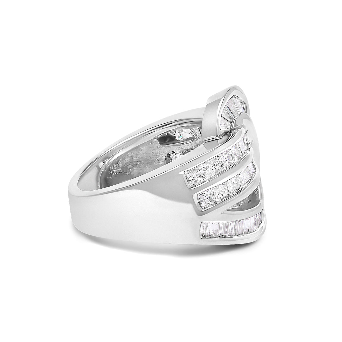 14K White Gold 2.0 Cttw Diamond Channel Set Bypass Ring  DestGlow
