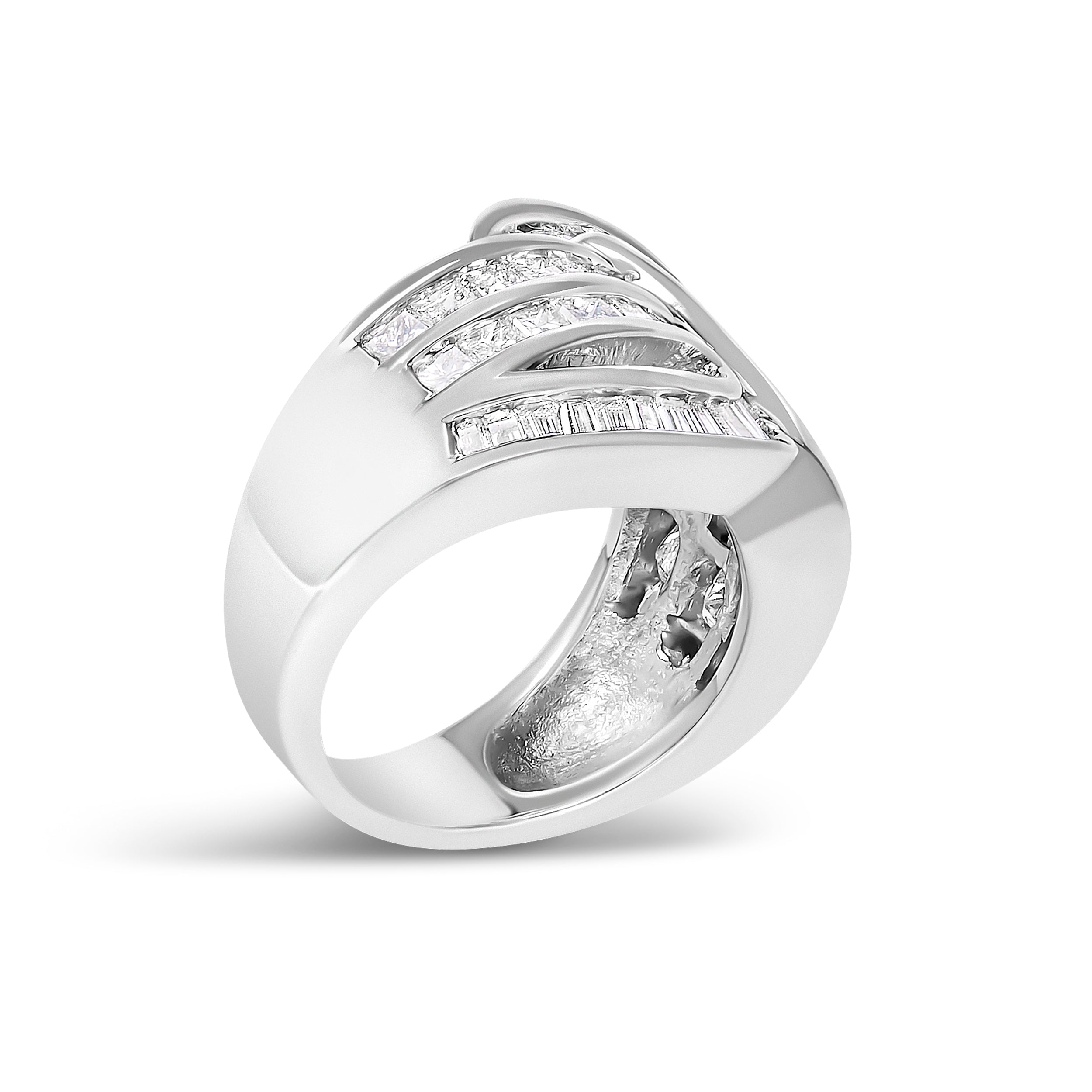 14K White Gold 2.0 Cttw Diamond Channel Set Bypass Ring  DestGlow