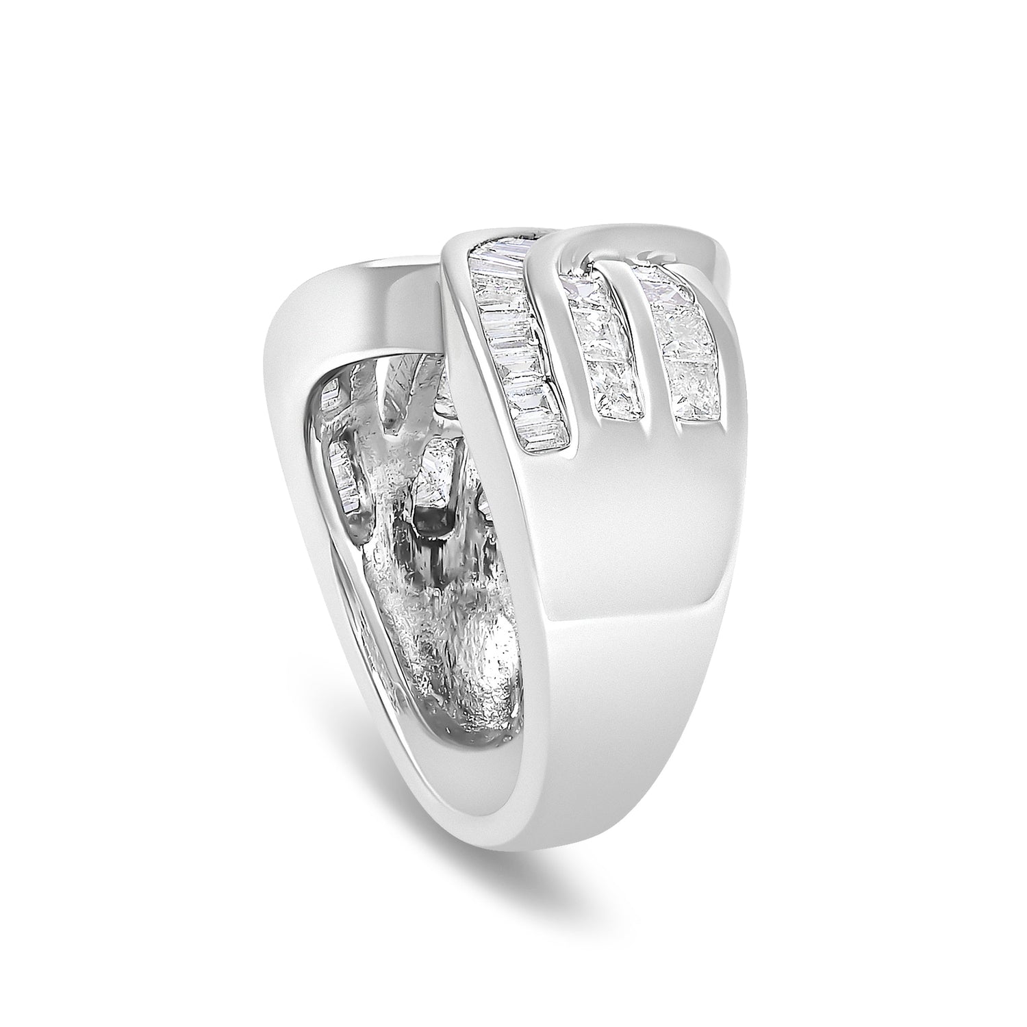 14K White Gold 2.0 Cttw Diamond Channel Set Bypass Ring  DestGlow