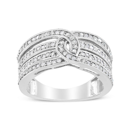 .925 Sterling Silver 1/2 Cttw Diamond Multi-Row Bypass Band Ring (I-J Color, I3 Clarity) - Size 7 by Bids.com