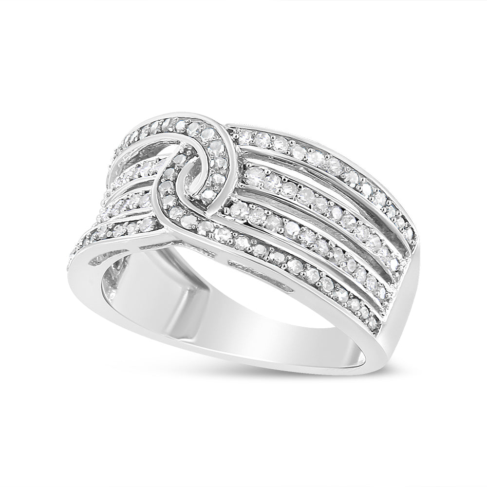 .925 Sterling Silver 1/2 Cttw Diamond Multi-Row Bypass Band Ring (I-J Color, I3 Clarity) - Size 7 by Bids.com