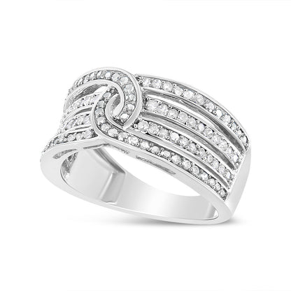 .925 Sterling Silver 1/2 Cttw Diamond Multi-Row Bypass Band Ring (I-J Color, I3 Clarity) - Size 7 by Bids.com