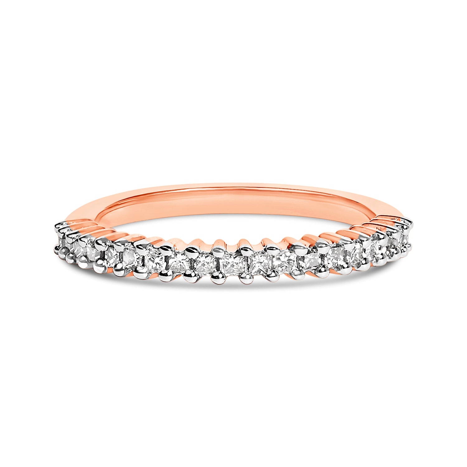10K Rose Gold Plated Sterling Silver 1/3 Cttw Diamond Band Ring  DestGlow