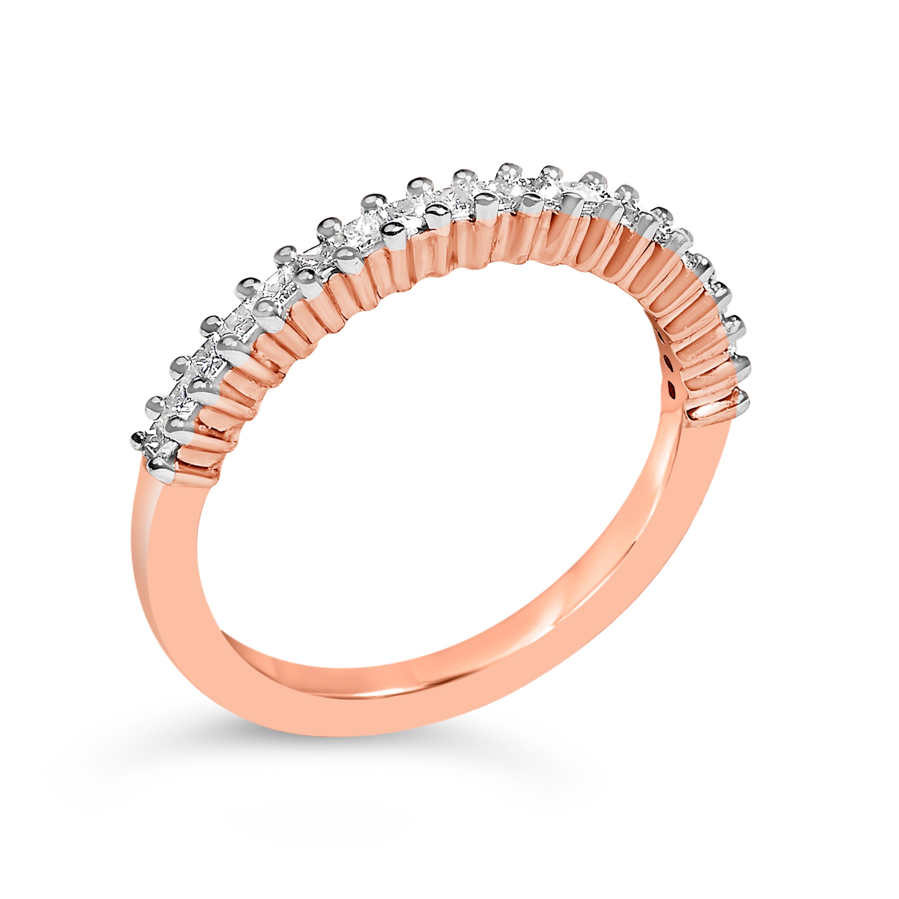 10K Rose Gold Plated Sterling Silver 1/3 Cttw Diamond Band Ring  DestGlow